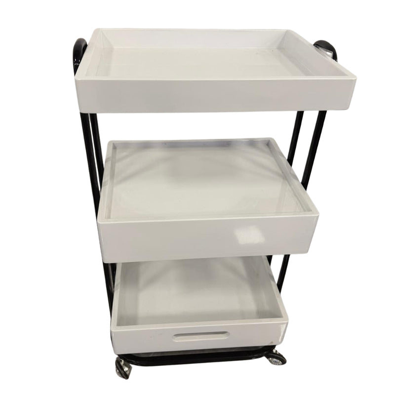 Carrito de Salón de 3 Niveles – Organizador Blanco con Ruedas (84×46×36 cm)