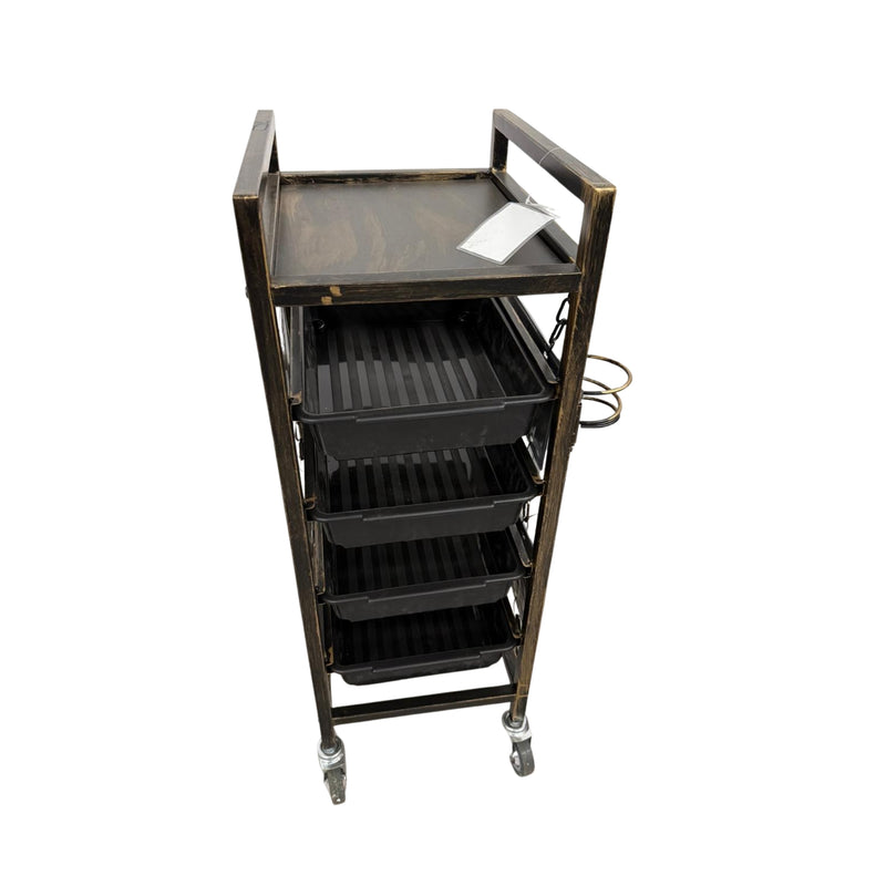 Carrito de Barbería Vintage con 4 Bandejas y Ruedas – 90×32×37cm