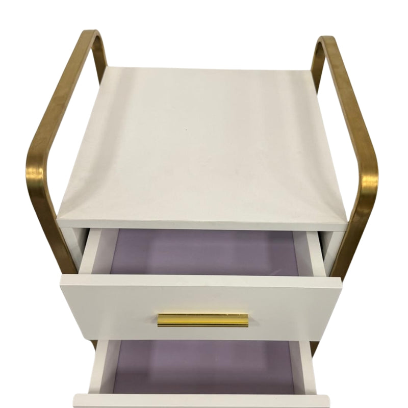 Carrito de Almacenamiento de Lujo Blanco y Dorado para Salón/Spa 86×39×36 cm