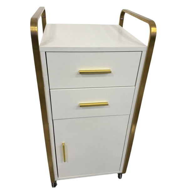 Carrito de Almacenamiento de Lujo Blanco y Dorado para Salón/Spa 86×39×36 cm