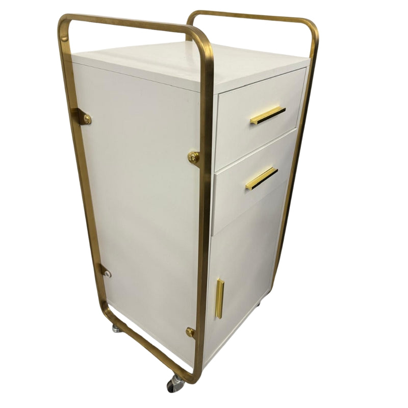 Carrito de Almacenamiento de Lujo Blanco y Dorado para Salón/Spa 86×39×36 cm