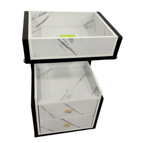 Carrito de Salón Mármol Blanco y Negro – 68×40×30 cm