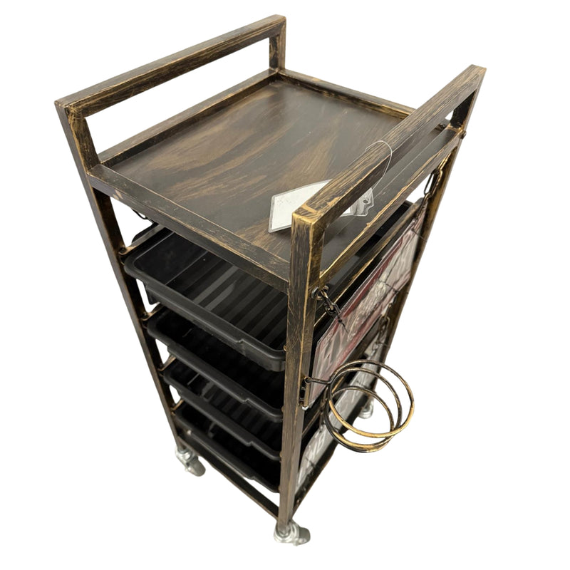 Carrito de Barbería Vintage con 4 Bandejas y Ruedas – 90×32×37cm