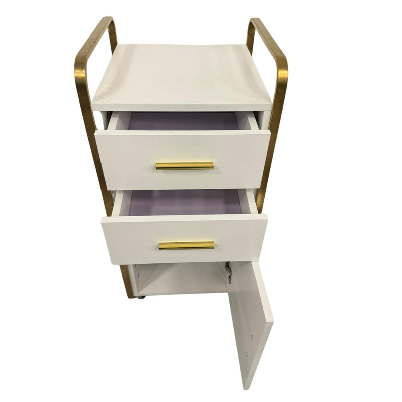 Carrito de Almacenamiento de Lujo Blanco y Dorado para Salón/Spa 86×39×36 cm