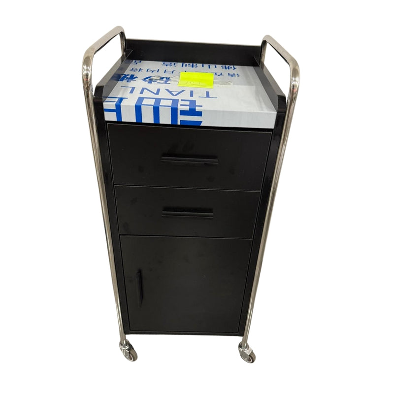 Carrito de Salón de 3 Niveles – Organizador Negro con Ruedas (84×46×36 cm)