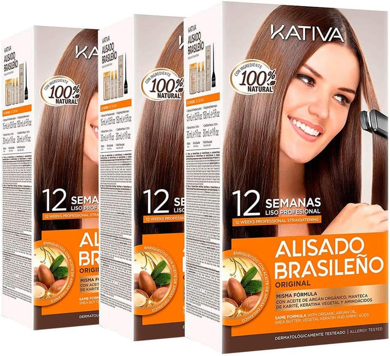 Kativa Keratina y Argán - Kit Alisado Brasileño PACK 3x150 ml
