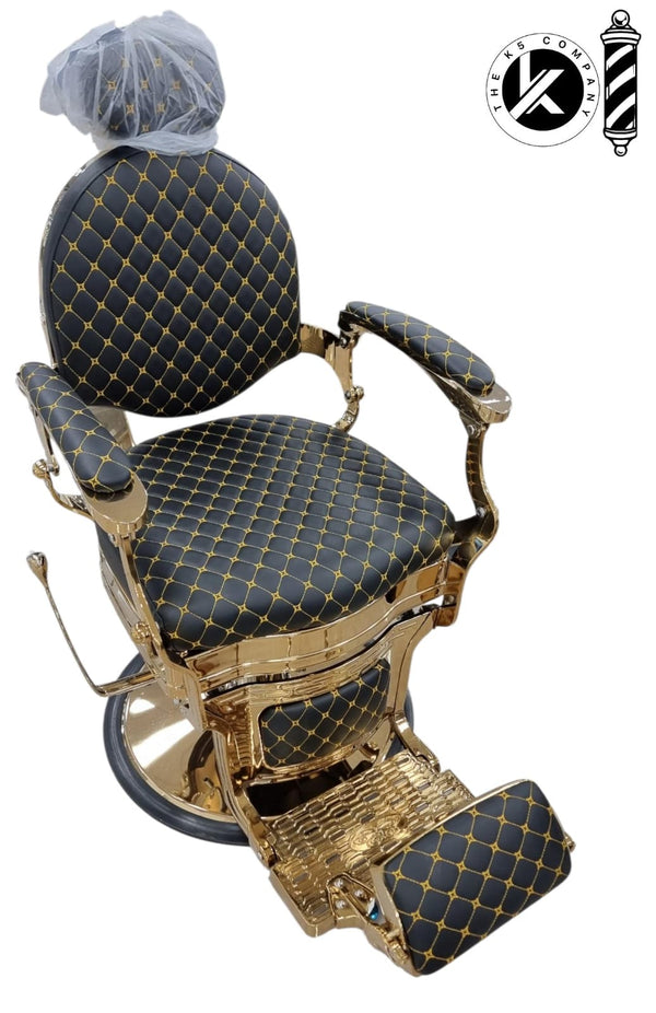 Silla de Barbero Vintage de Lujo Dorada