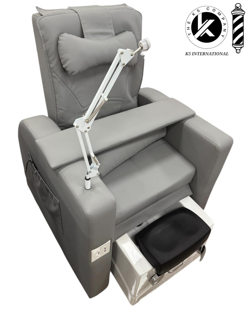 Silla de Spa para Pedicure de Lujo en Gris con Lámpara – K5 International