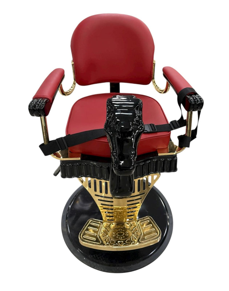 Silla de Barbería Infantil de Lujo con Caballo – Edición Roja y Dorada de