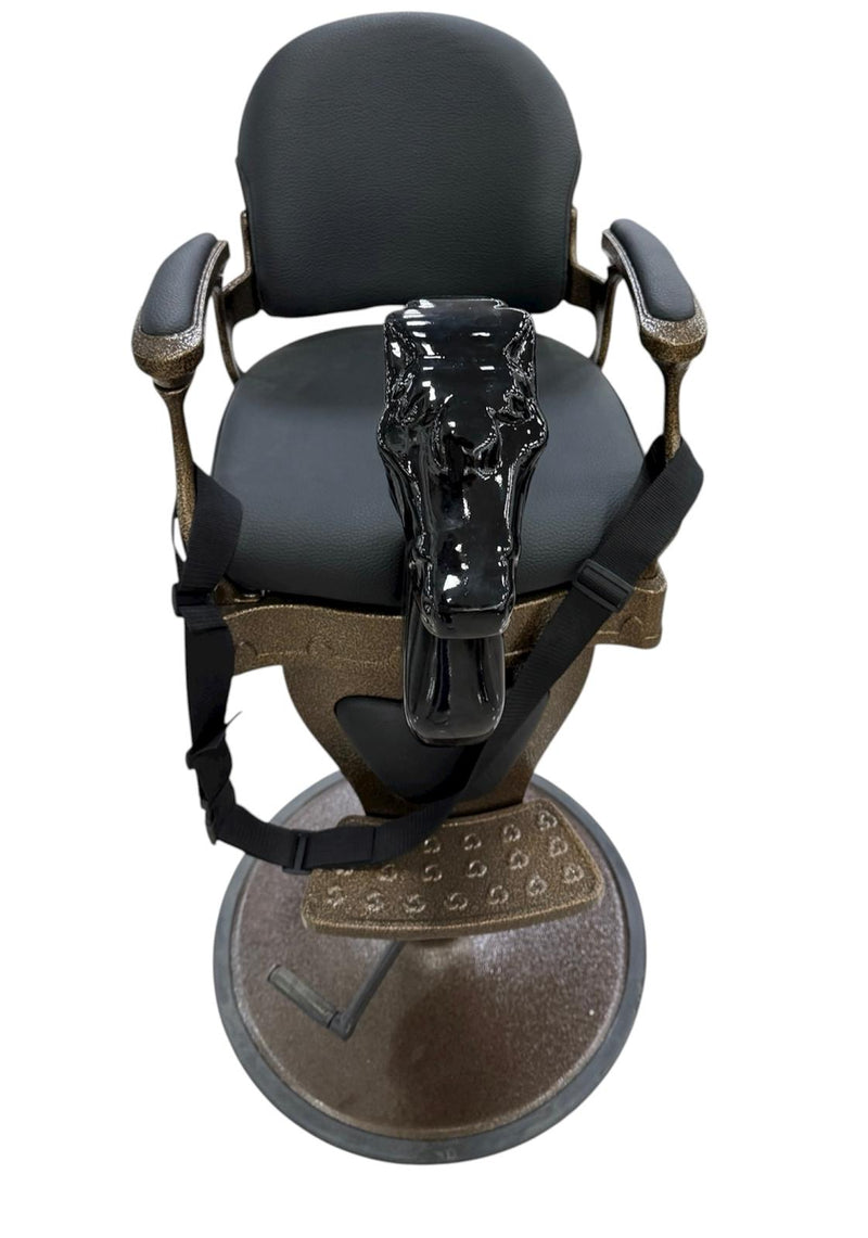 Silla de Barbería Infantil de Lujo con Caballo – Edición Negra y Dorada de