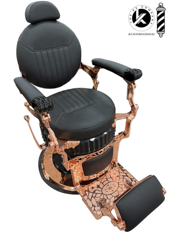 Silla de Barbero de Lujo Negra con Base Dorada – Estilo Clásico y Elegante