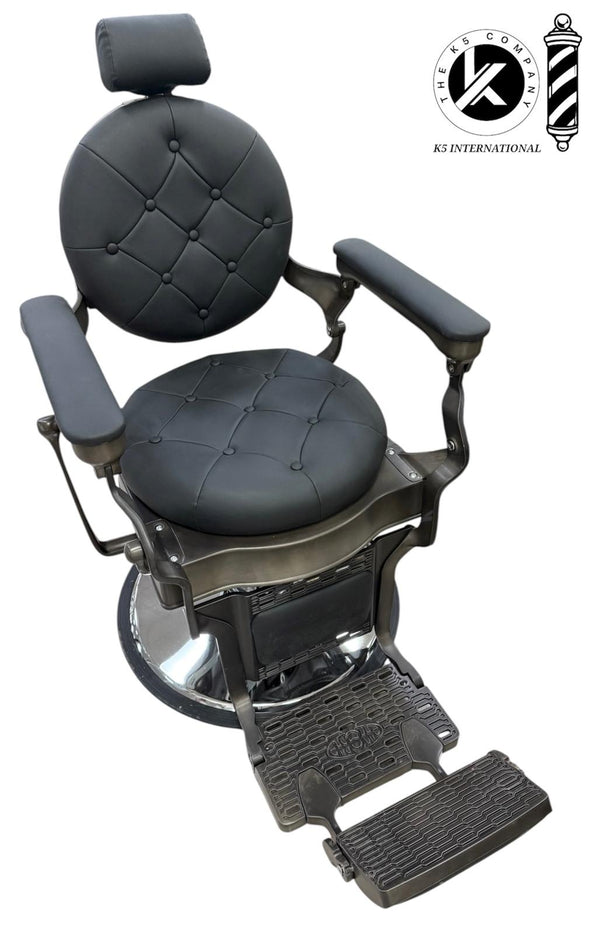Silla de Barbero Clásica Negra con Diseño Acolchado – Comodidad y Estilo Profesional
