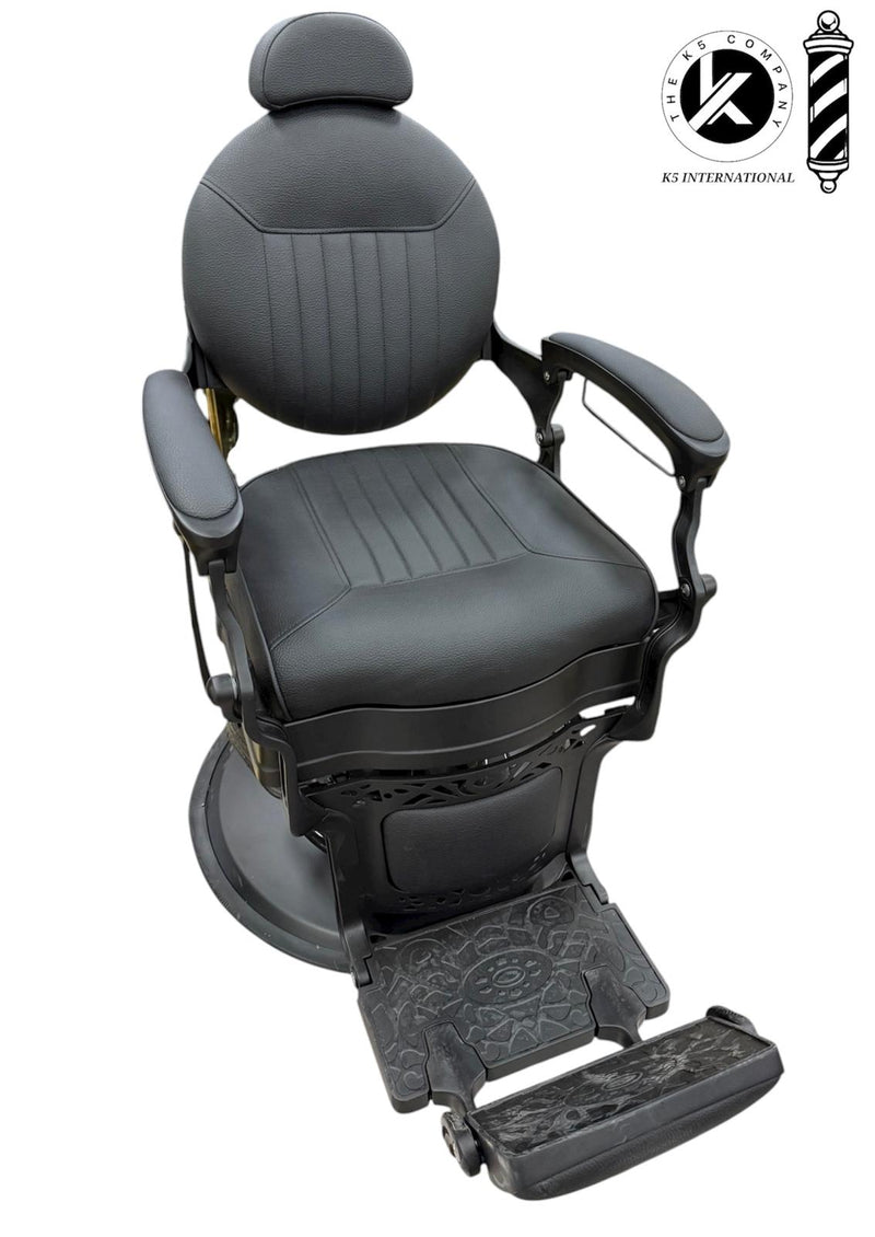 Silla de Barbero Hidráulica Clásica Negra – Silla de Estilo Profesional para Salón