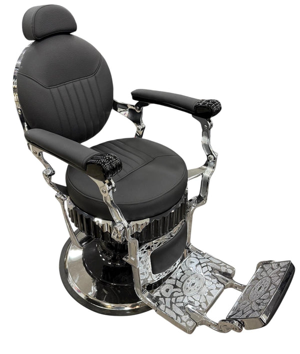 Sillón de Barbero Clásico de Lujo con Acabados Cromados – K5 International