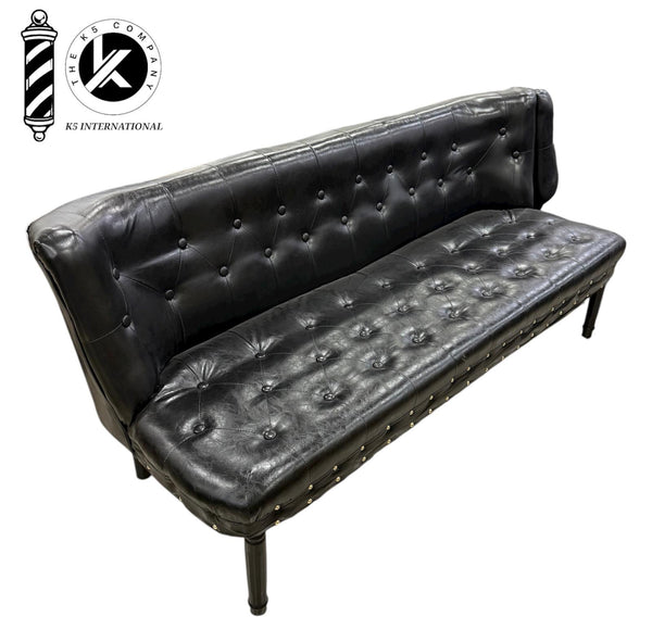 Sofá de Espera Clásico de Cuero Negro – 160cm x 60cm de K5 International