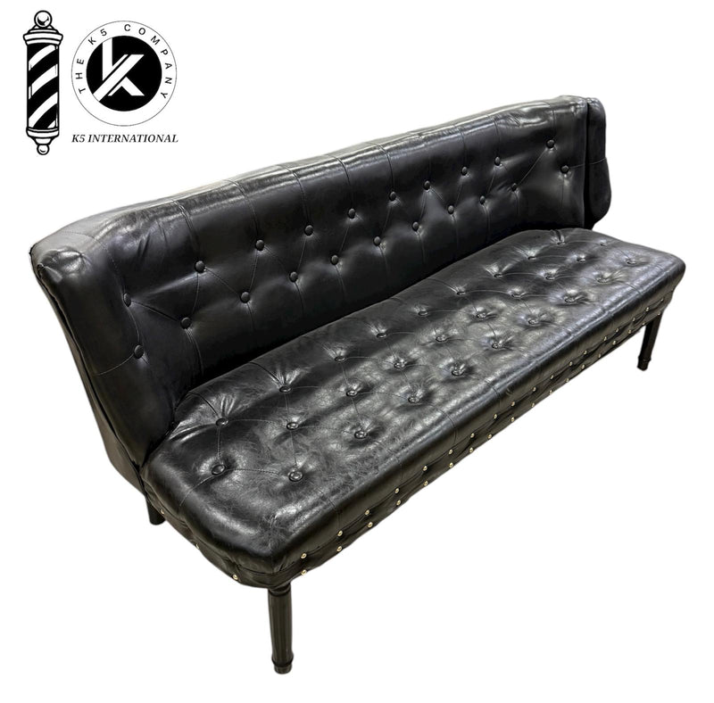 Sofá de Espera Clásico de Cuero Negro – 160cm x 60cm de K5 International
