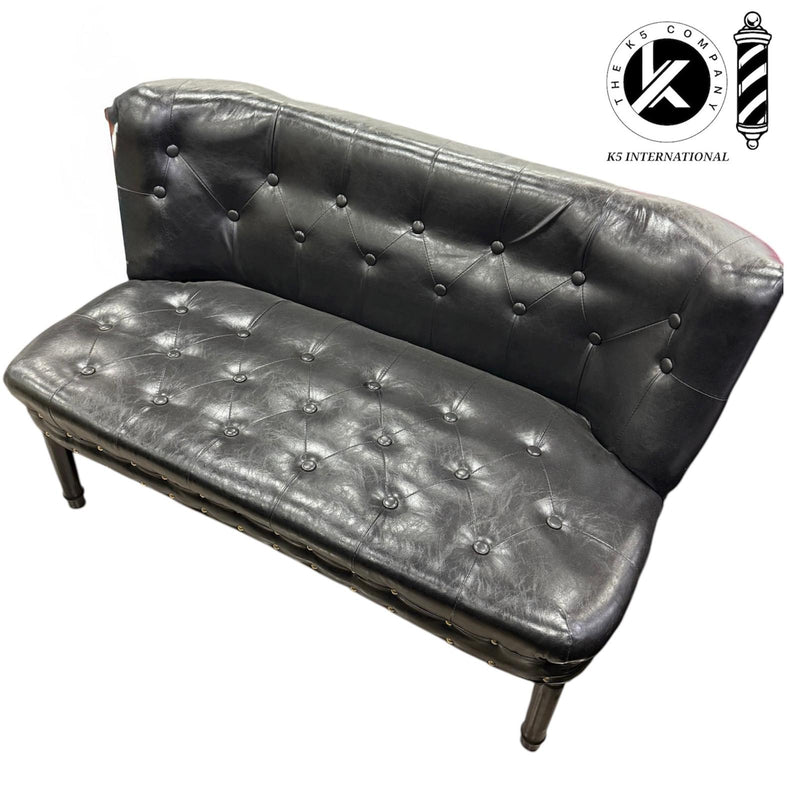 Sofá de Espera Clásico de Cuero Negro – 110cm x 60cm de K5 International