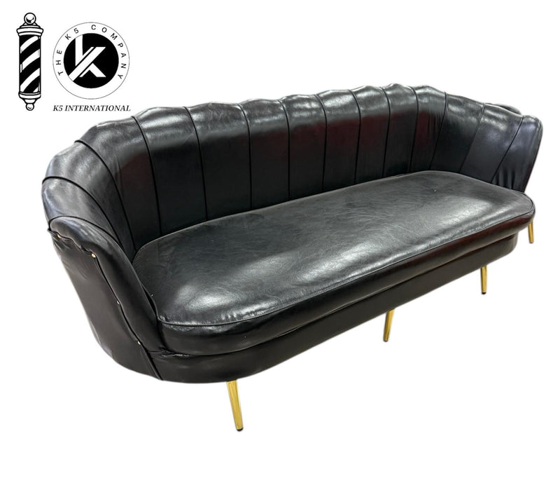 Sofá de Espera Negro de Lujo para Barbería – 160×50×40 cm