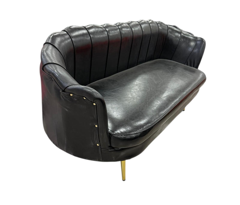 Sofá de Espera Negro de Lujo para Barbería – 160×50×40 cm