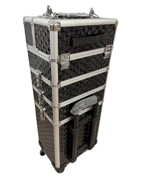 Maleta de Maquillaje Profesional con Ruedas – Estuche Negro de Aluminio (83×33×24 cm)