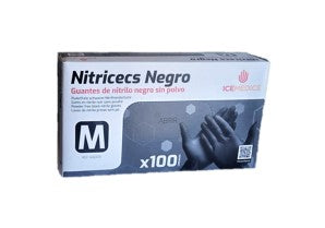 Guantes de Nitrilo sin polvo Negro Nitricecs Icemedics 3,5 grs. (100 uds)
